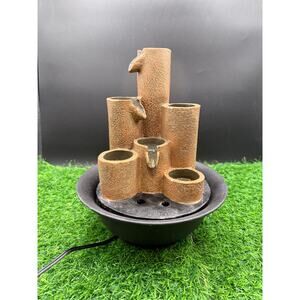 Alpine Corporation 11" Indoor Tiered Column Tabletop Fountain – Brown